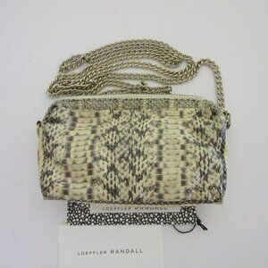 LOEFFLER RANDALL Leather Embossed Snake Small Chain Link Crossbody Dust Bag